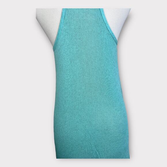 Soprano | Aqua Hi-low Jersey Front Knit Back Tank Top | Medium - Picture 7 of 9